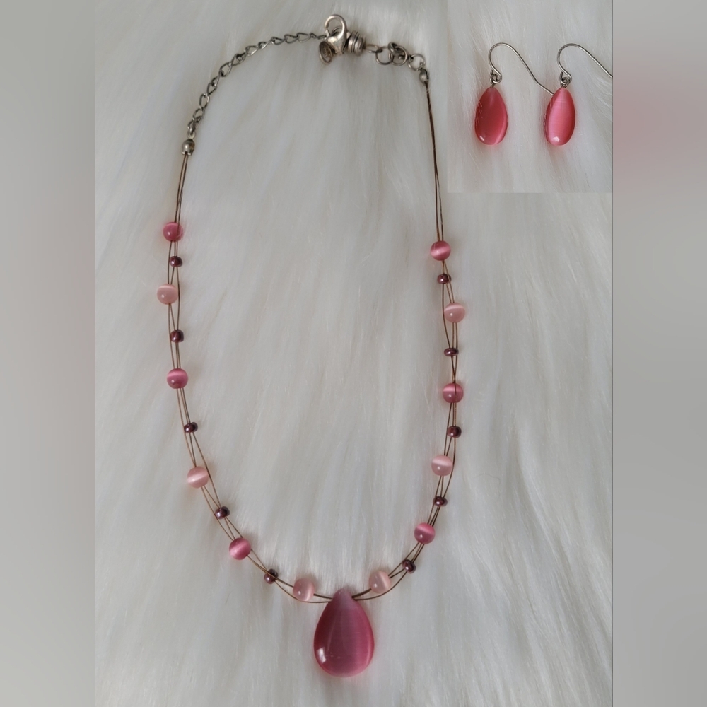 Silpada Pink Necklace & Earring Set